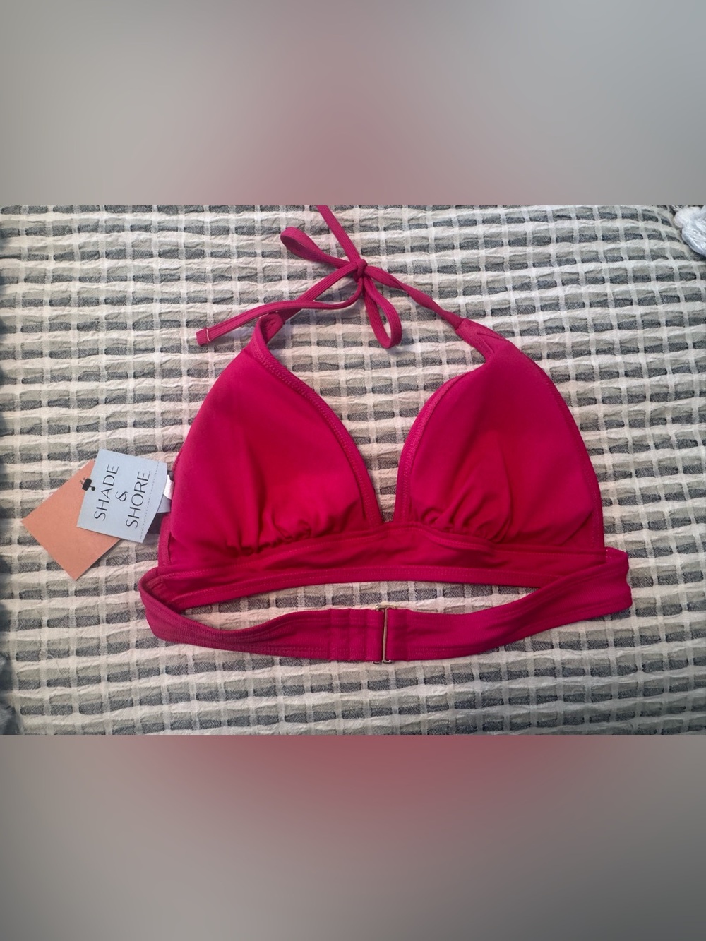 Fuchsia Triangle Halter Bikini Top - Picture 2 of 3
